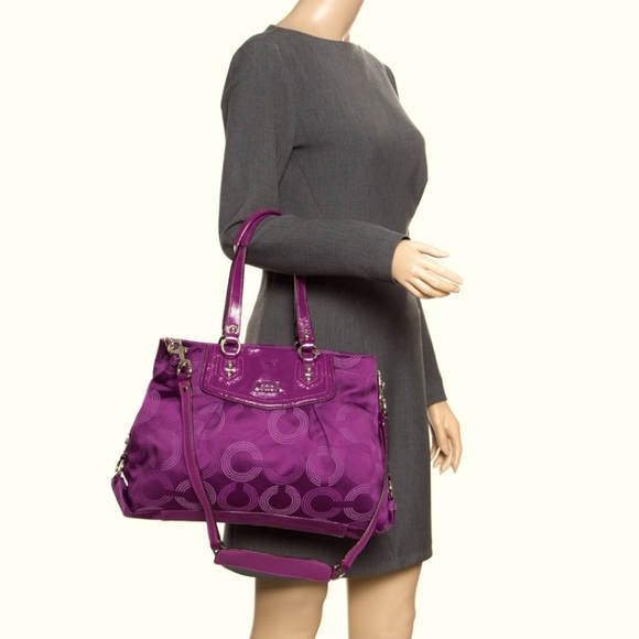 Coach Purple Fabric and Patent Leather Ashley Tote - Picture 1 of 12